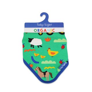 Toby Tiger Bio-Baumwoll Baby Dreieckstuch mit Bauernhof-Druck