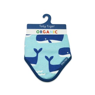 Toby Tiger Bio-Baumwoll Baby Tuch mit Wal und Wellen-Druck