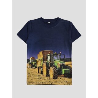 S&C Kinder T-Shirt mit Traktor Motiv H508 – Blaues T-Shirt mit Traktor-Print