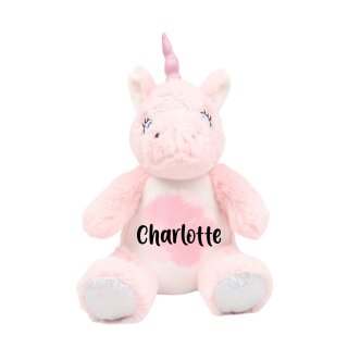 Personalisierbares Einhorn Kuscheltier – mit Namen bedruckt