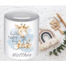 Spardose Giraffe – Hello Baby Boy mit Name,...