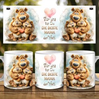 Tasse „Beste Mama der Welt“ – Geschenk mit Bärenfamilie & Herz