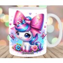 Personalisierte Einhorn-Tasse mit großer Schleife...