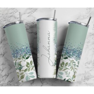 Personalisierter Tumbler Thermobecher „Eukalyptus“ – mit Namen oder Wunschtext