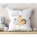Geburtskissen mit Regenbogen & Safari-Tieren –...
