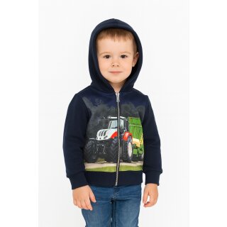 S&C Kinder-Sweatjacke „Traktor mit Anhänger“ TJ04 – Kapuzen-Sweatjacke, warm & robust