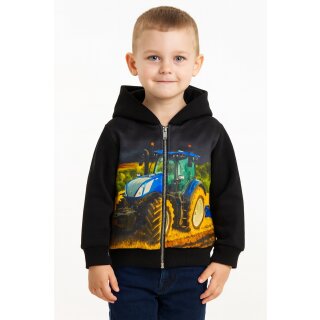 S&C Kinder-Sweatjacke „Traktor in Blau“ TJ05 – Kapuzenjacke, warm & weich