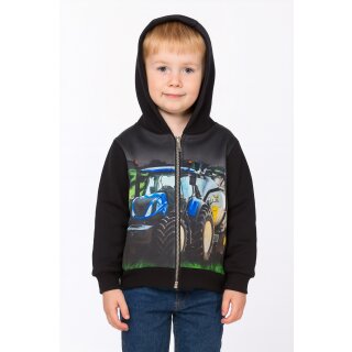 S&C Kinder-Sweatjacke „Blauer Traktor mit Güllefass“ TJ08 – Kapuzenjacke für kleine Bauernhof-Fans