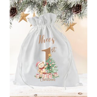 Personalisierter Geschenkbeutel zu Weihnachten – Baby’s First Christmas mit Namen