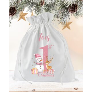 Personalisierter Geschenkbeutel – Baby’s 1st Christmas Rosa – mit Namen