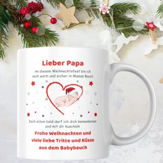 Personalisierte Weihnachtstasse – Papa Weihnachtsüberraschung aus Mamas Bauch