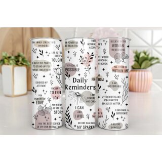 Thermobecher „Daily Reminders“ | Edelstahl-Tumbler mit Affirmationen & Motivationssprüchen | 590 ml