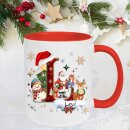 Personalisierte Weihnachtstasse mit Buchstabe & Name | Weihnachtsbecher mit Santa, Schneemann & Rentier | Geschenkidee zu Weihnachten