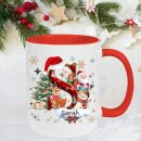 Personalisierte Weihnachtstasse mit Buchstabe & Name | Weihnachtsbecher mit Santa, Schneemann & Rentier | Geschenkidee zu Weihnachten
