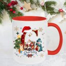 Personalisierte Weihnachtstasse mit Buchstabe & Name | Weihnachtsbecher mit Santa, Schneemann & Rentier | Geschenkidee zu Weihnachten