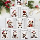 Personalisierte Weihnachtstasse mit Namen & Tiermotiv | Weihnachtsbecher für Kinder & Erwachsene | 10 liebevolle Wintermotive zur Auswahl 🦔 Igel mit Weihnachtskugeln & Tannenzapfen