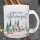 Glastasse „Endlich wieder Glühweinzeit“ | Weihnachtstasse aus satiniertem Glas mit Winterdorf-Motiv