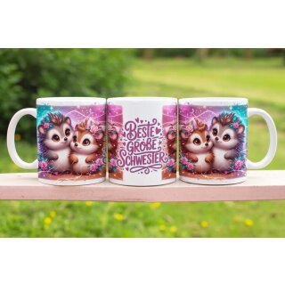 Tasse „Beste große Schwester“ – liebevolles Geschenk mit Igelmotiv