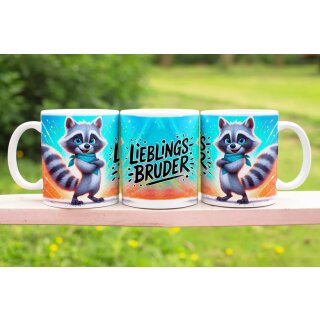 Tasse „Lieblingsbruder“ – cooles Geschenk für Brüder mit Waschbärenmotiv