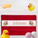 Personalisiertes Handtuch mit Pferdemotiv und Namen – 100 % Baumwolle, rot oder blau, verschiedene Größen blau 50x100cm
