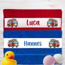 Personalisiertes Handtuch mit Feuerwehr-Motiv und Namen...