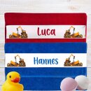 Personalisiertes Handtuch mit Baustellen-Motiv (Bagger...