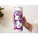 Tumbler Einhorn mit Blumen und Schmetterlingen –...