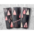 Tumbler Merry Christmas – Rosa-Schwarzes Design mit Weihnachtsbäumen, Edelstahlbecher 590 ml