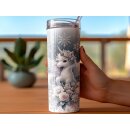 Tumbler Wintereinhorn – Edelstahlbecher 590 ml mit Wintermotiv & Flügel-Einhorn