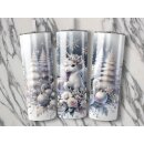 Tumbler Wintereinhorn – Edelstahlbecher 590 ml mit Wintermotiv & Flügel-Einhorn