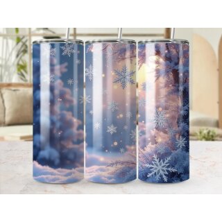 Tumbler Winterwald – Edelstahlbecher 590 ml mit Schneeflocken & Winterlandschaft