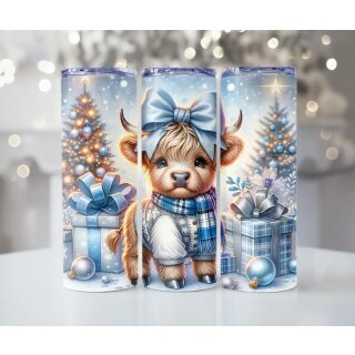 Tumbler Winterkälbchen – Edelstahlbecher 590 ml mit Geschenk- & Weihnachtsmotiv