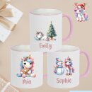 Personalisierte Einhorn-Weihnachtstasse – Rosa...