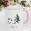 Personalisierte Einhorn-Weihnachtstasse – Rosa...