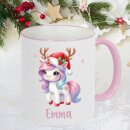 Personalisierte Einhorn-Weihnachtstasse – Rosa...