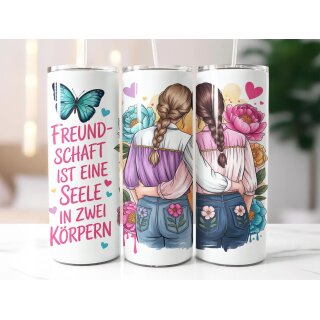 Freundschafts-Tumbler – „Eine Seele in zwei Körpern“ – Geschenk für beste Freundinnen