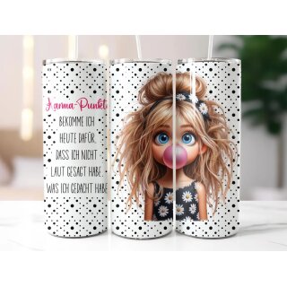 Thermobecher „Karma-Punkte“ – 590 ml Edelstahl Tumbler mit süßem Mädchen & Spruch