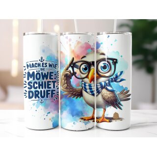 Thermobecher „Mach es wie die Möwe – schiet druff“ – 590 ml Edelstahl Tumbler mit witziger Möwe & Spruch