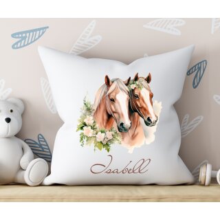 Personalisiertes Pferde-Kissen mit Name – 40x40 cm – Hochwertiger Sublimationsdruck