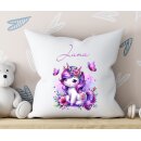 Personalisiertes Einhorn-Kissen mit Name – 40x40 cm...