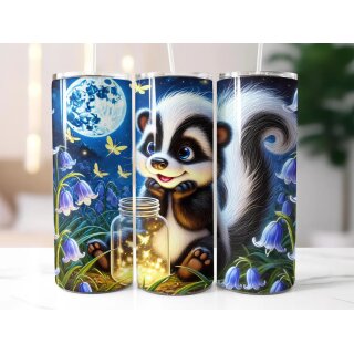Thermobecher „Magischer Nachtwald – Glühwürmchen & Stinktierbaby“ – 590 ml Edelstahl Tumbler