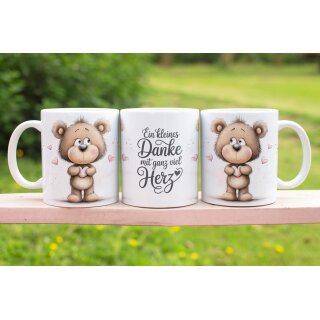 Keramiktasse „Ein kleines Danke“ – Süßes Bärenmotiv, liebevolles Dankeschön-Geschenk