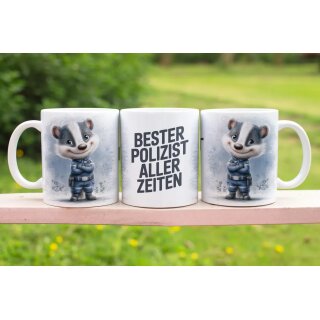 Keramiktasse „Bester Polizist aller Zeiten“ – Süßer Polizeidachs, Geschenk für Polizisten