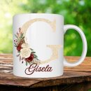 Personalisierte Initialen-Tasse mit Blumen –...