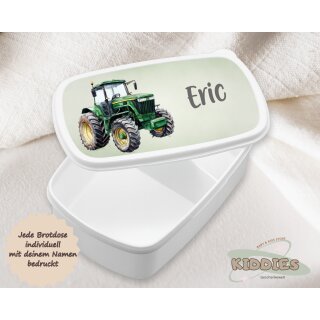 Personalisierte Brotzeitdose / Lunchbox „Traktor“ mit Namen –Brotdose mit Unterteilung, verschiedene Farben