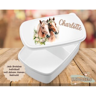 Personalisierte Brotzeitdose „Pferde“ mit Namen – Lunchbox für Kinder