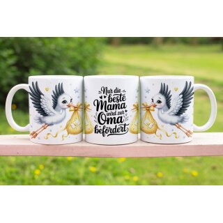 Tasse „Nur die beste Mama wird zur Oma befördert“ – Geschenk zur Schwangerschaftsverkündung