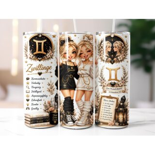 Thermobecher Sternzeichen Zwillinge – 590 ml Edelstahl Tumbler mit astrologischem Zwillinge-Motiv