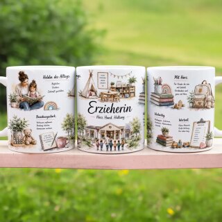 Erzieherin-Tasse „Erzieherin – Herz. Hand. Haltung.“ – Wertschätzungsgeschenk für Erzieherinnen