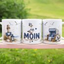 Maritime Tasse „MOIN“ mit Möwe &...